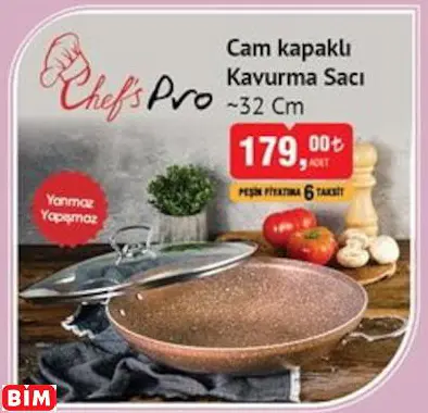 CHEF'S PRO CAM KAPAKLI KAVURMA SACI ~32 CM